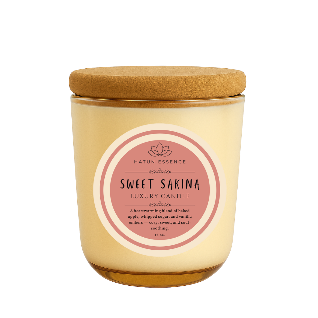 Sweet Sakina – 12oz Coconut Apricot Wax Candle | Champagne Sonoma Jar with Wooden Wick | Baked Apple, Whipped Sugar & Vanilla Embers
