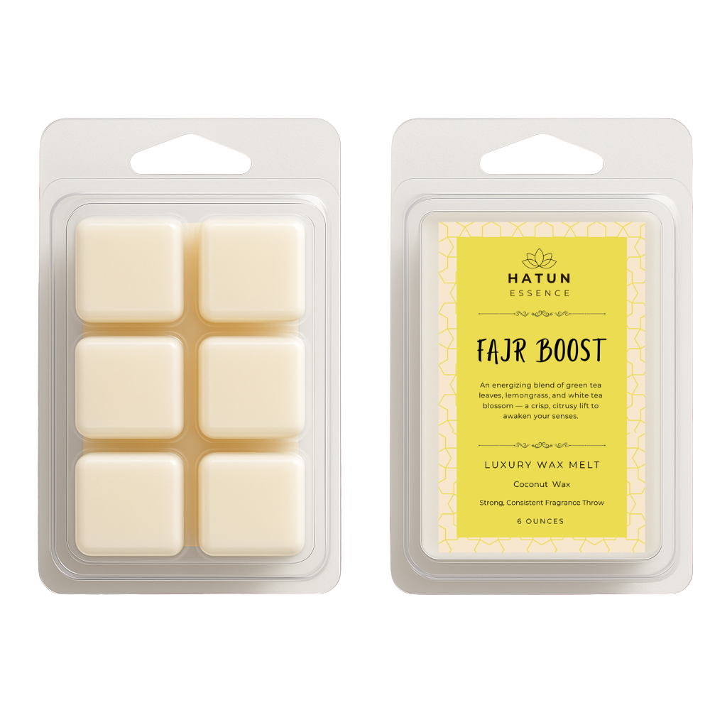 Fajr Boost Wax Melts – Green Tea, Lemongrass & White Tea Blossom | 6oz Coconut Wax Clamshell | Fresh & Energizing Scent