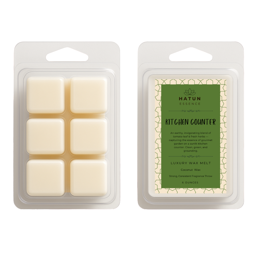 Kitchen Counter Wax Melts – Tomato Leaf & Fresh Garden Herbs | 6oz Coconut Wax Clamshell | Clean & Herbal Scent for the Home