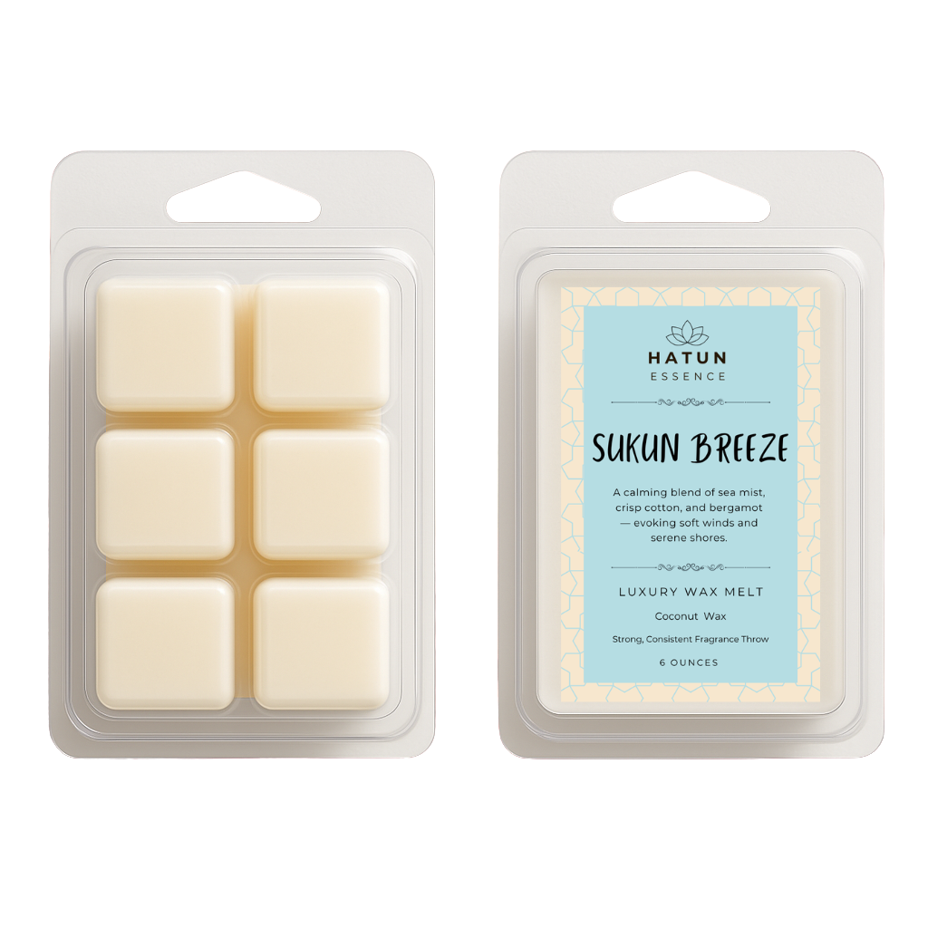 Sukun Breeze Wax Melts – Sea Mist, Clean Cotton & Bergamot | 6oz Coconut Wax Clamshell | Fresh & Calming Scent