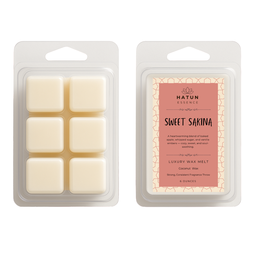 Sweet Sakina Wax Melts – Baked Apple, Whipped Sugar & Vanilla Embers | 6oz Coconut Wax Clamshell | Cozy & Comforting Dessert Scent