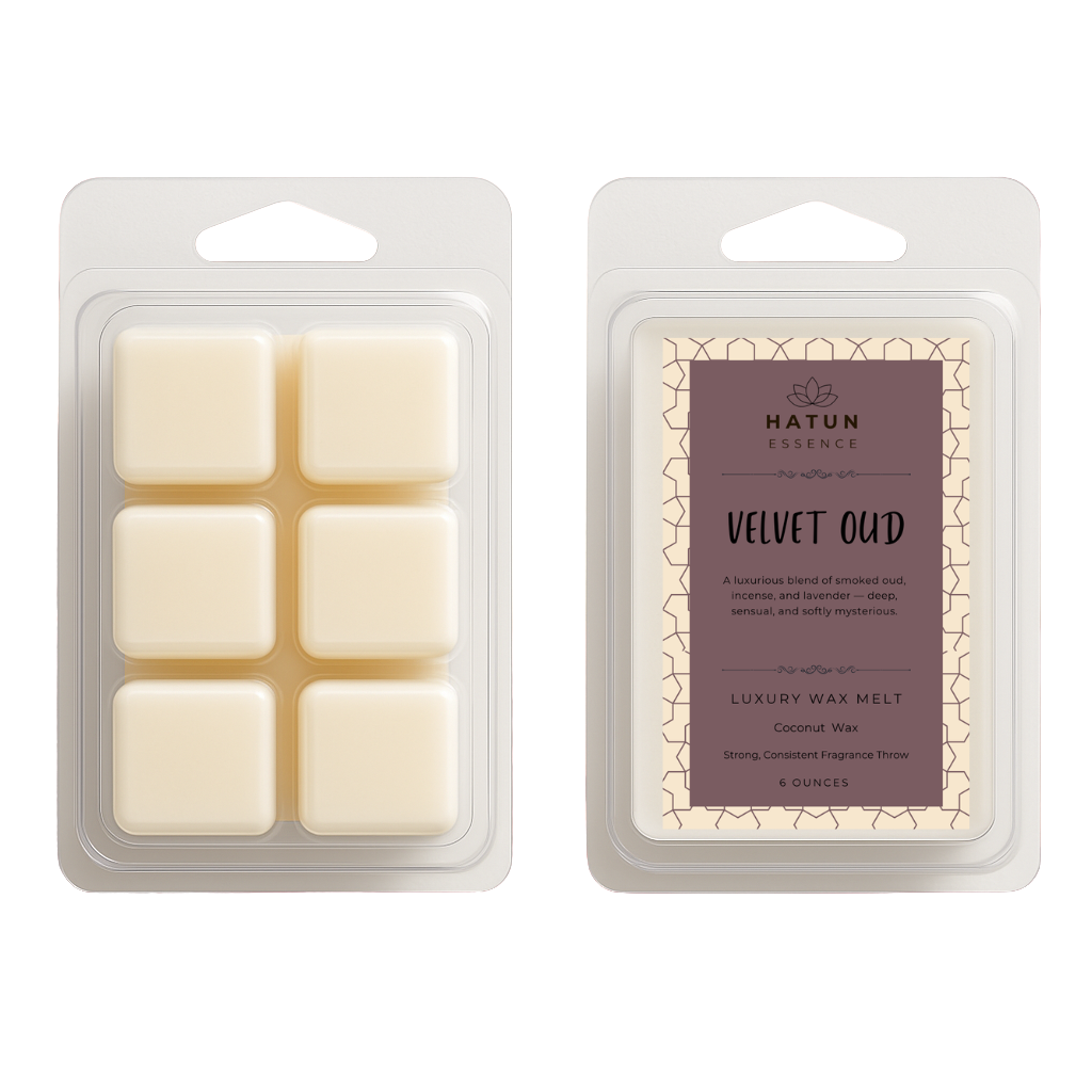 Velvet Oud Wax Melts – Smoked Oud, Incense & Lavender | 6oz Coconut Wax Clamshell | Deep, Luxurious & Soothing Scent