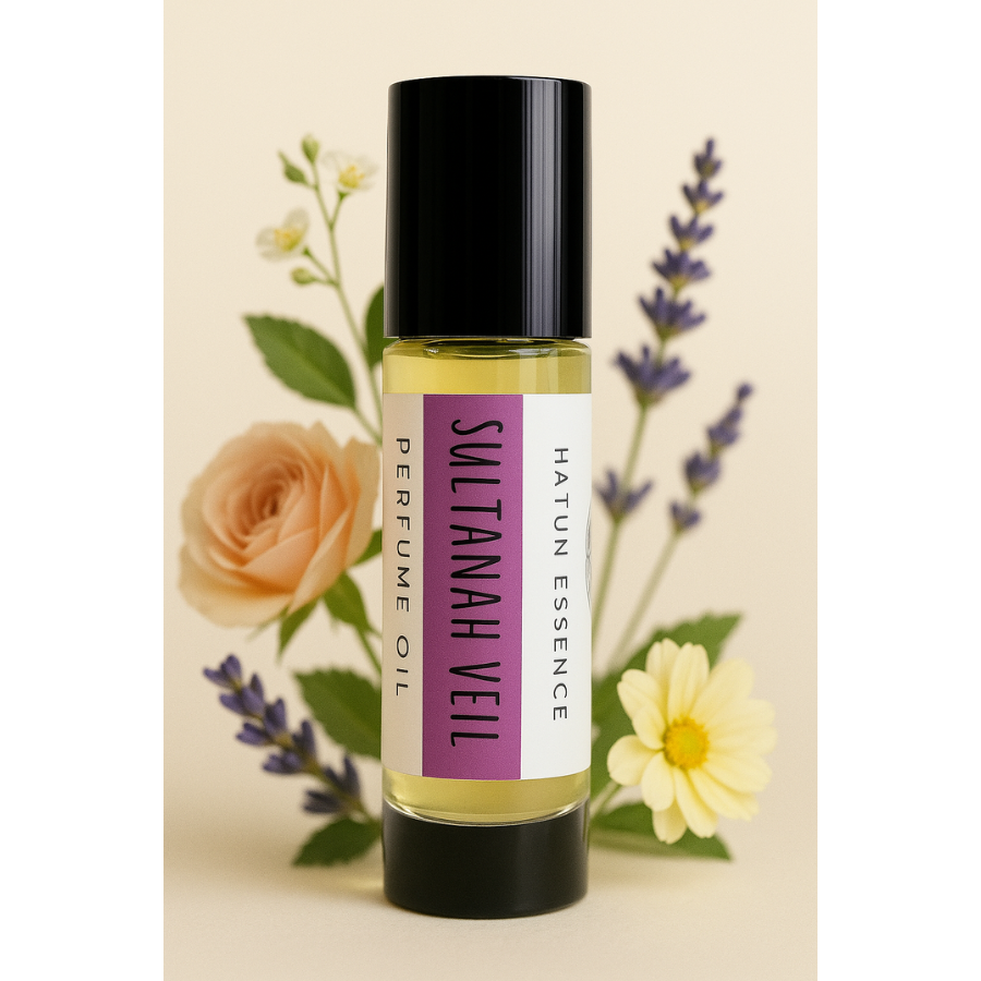 Sultanah Veil Perfume Oil – .33oz Roll-On | Lavender, Woods & Warm Vanilla | Alcohol-Free & Long-Lasting