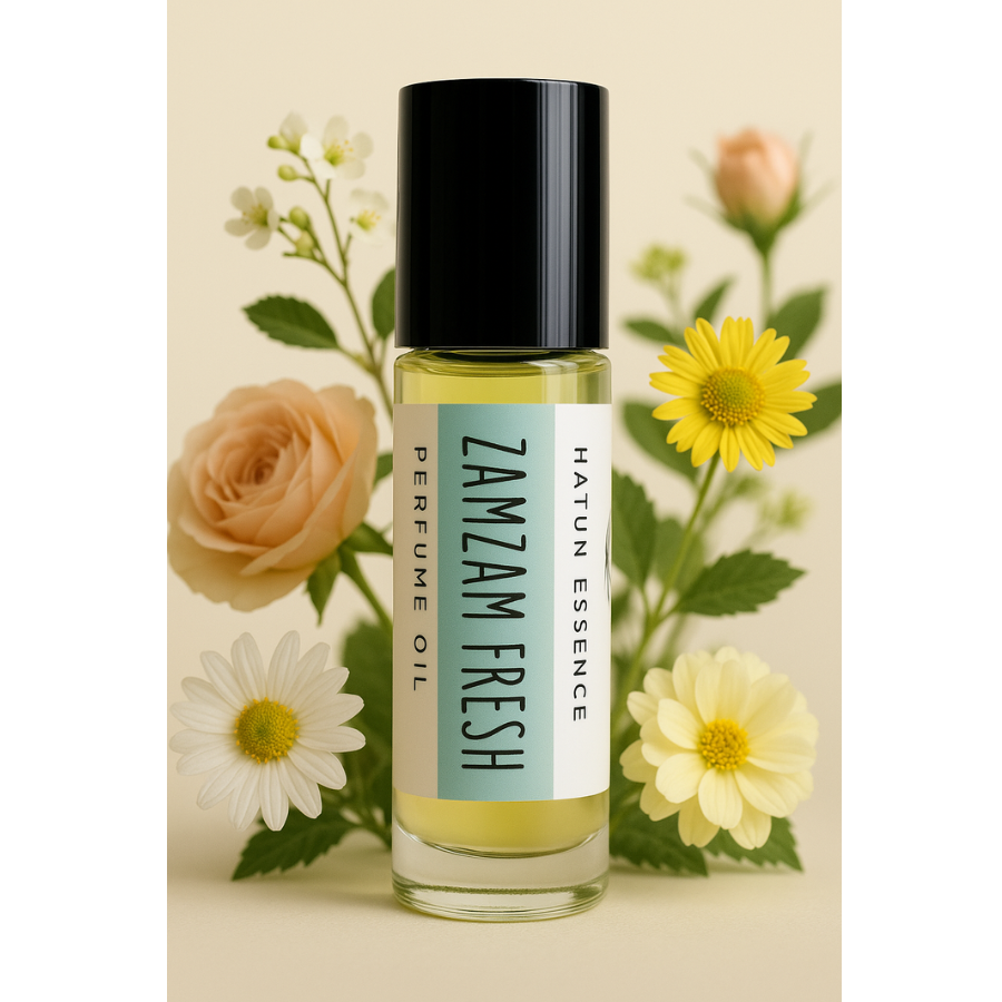 Zamzam Fresh Perfume Oil – .33oz Roll-On | Aquatic Notes, Cucumber & Eucalyptus | Alcohol-Free & Long-Lasting